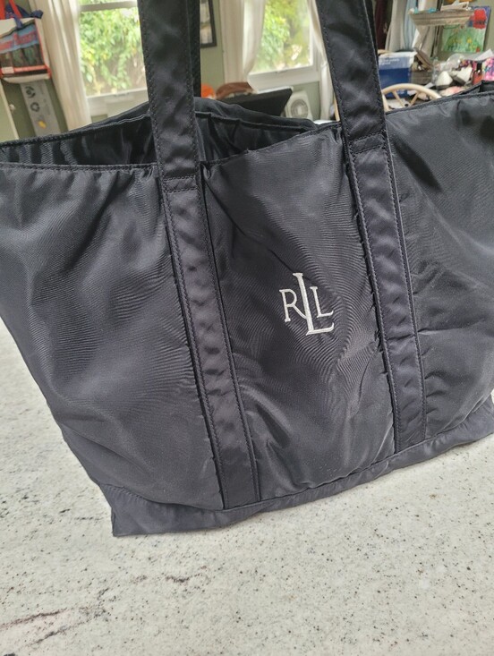 Lauren Ralph Lauren Handbags - Ralph Lauren Bag Nylon Logo Tote Black Open Top Zip Pocket